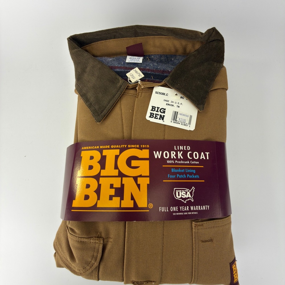 Big Ben Vintage Chore Coat Blanket Lined Brown Mens 50 XXL NWT NOS USA
